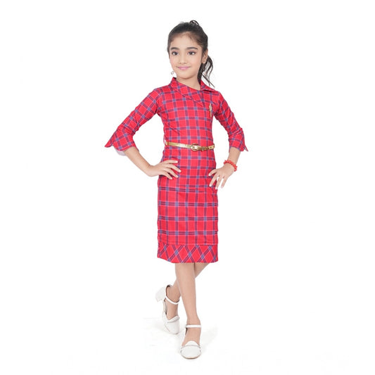 Classic Girl's Knitted Printed Close Neck Dress