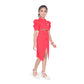 Comfy Girl's Cotton Lycra Soild Short Sleeve Close Neck Dress