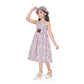 Comfy Girl's Cotton Printed Sleeve Less Round Neck Dress