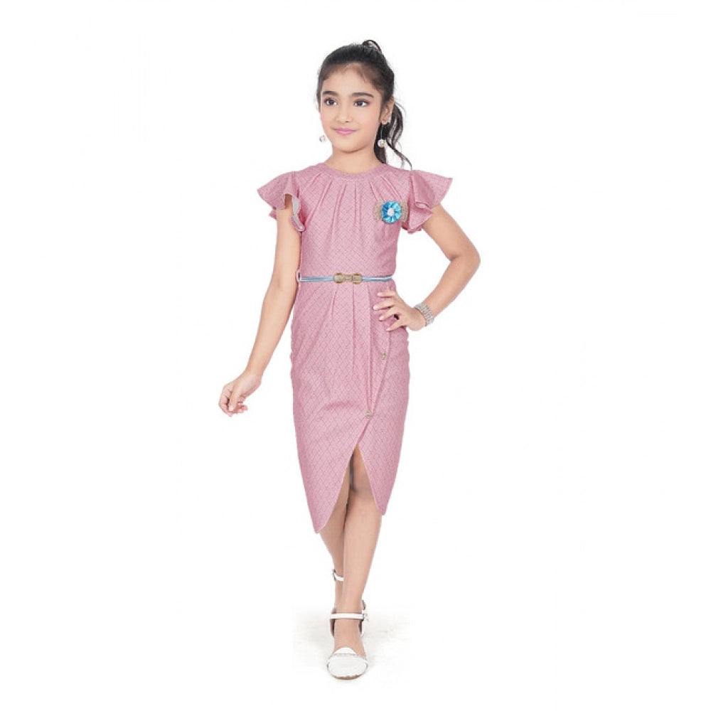 Retro Girl's Knitted Striped Short Sleeve Close Neck Dress