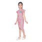 Retro Girl's Knitted Striped Short Sleeve Close Neck Dress