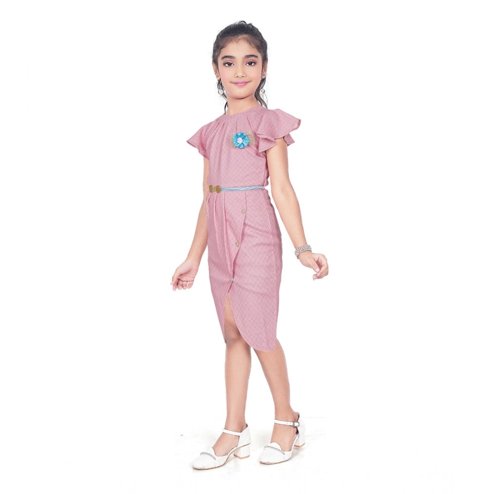 Retro Girl's Knitted Striped Short Sleeve Close Neck Dress