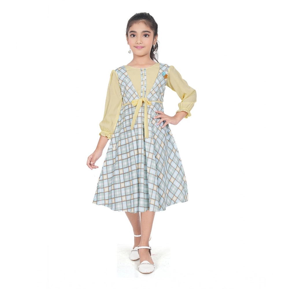 Comfy Girl's Digital Twill Striped Round Neck Dress