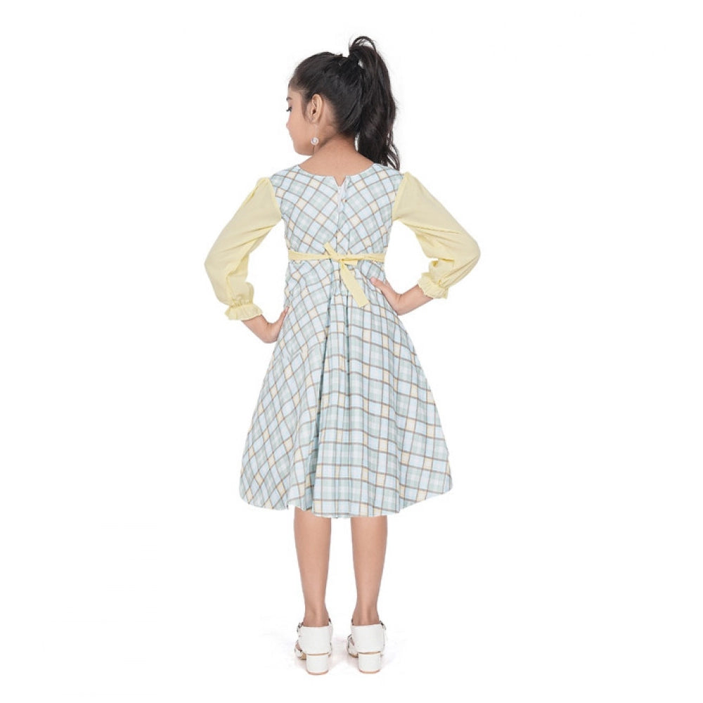 Comfy Girl's Digital Twill Striped Round Neck Dress