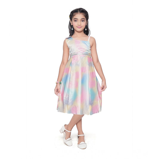 Urbane Girl's Satin Soild Sleeve Less Designer Neck Dress