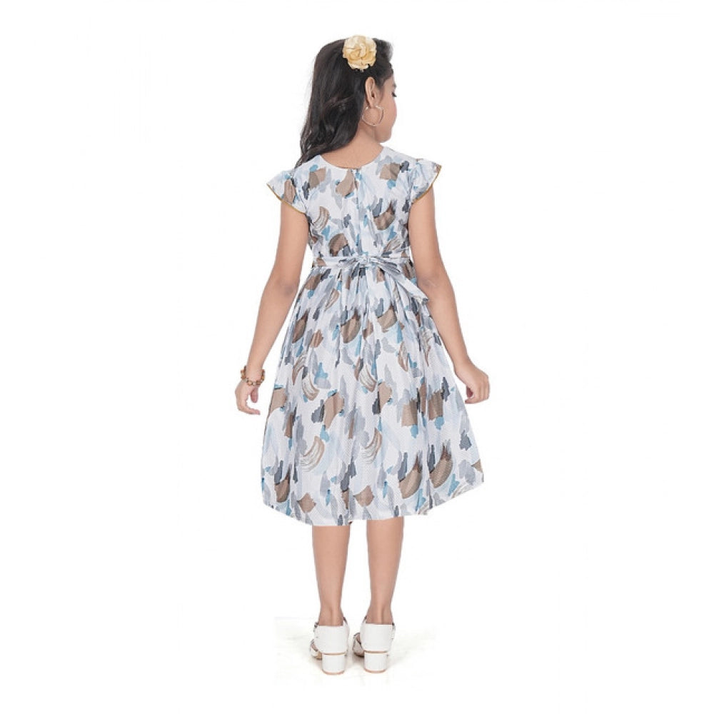 Unique Girl's Popcorn Printed Sleeve Less Round Neck Dress