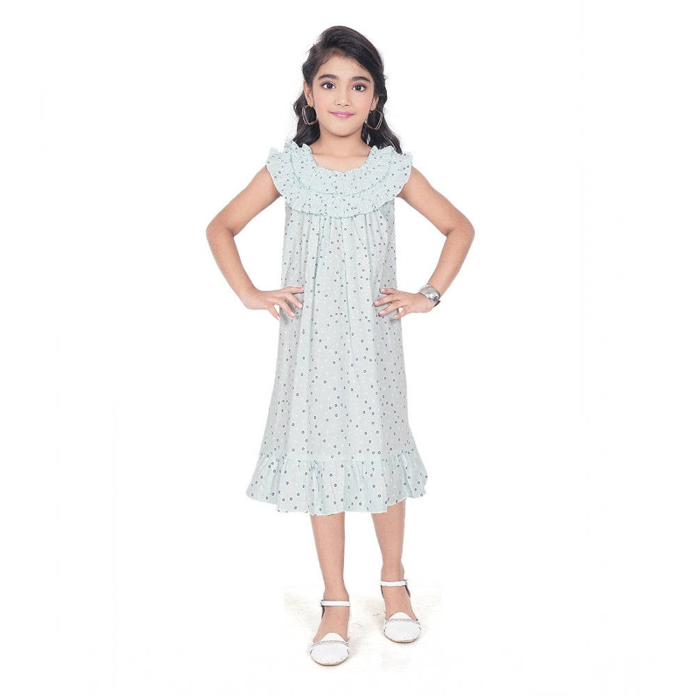 Urbane Girl's Heavy Pc Printed Sleeve Less Round Neck Dress