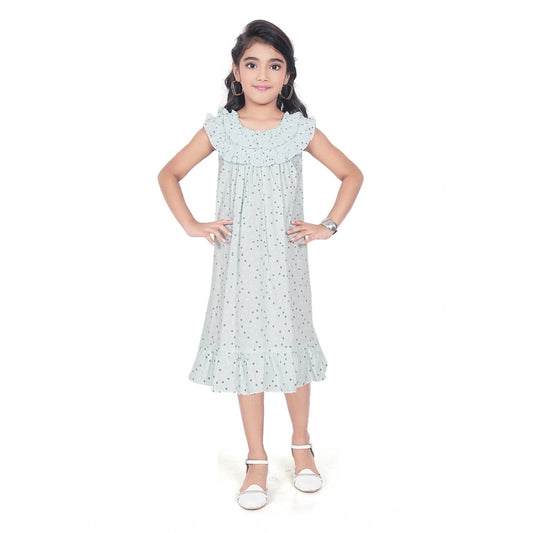 Urbane Girl's Heavy Pc Printed Sleeve Less Round Neck Dress