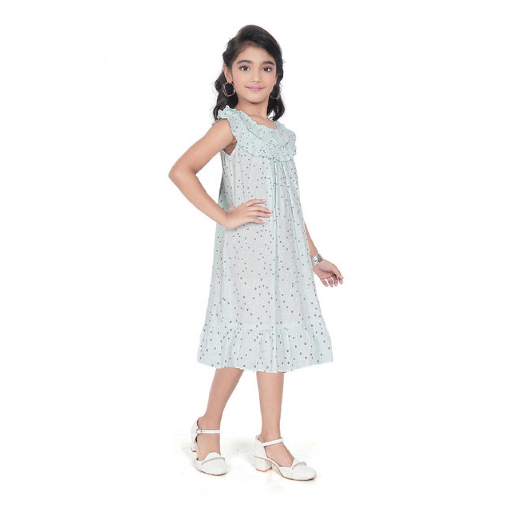 Urbane Girl's Heavy Pc Printed Sleeve Less Round Neck Dress