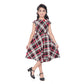 Classic Girl's Lycra Checks Striped Short Sleeve Round Neck Dress