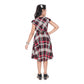 Classic Girl's Lycra Checks Striped Short Sleeve Round Neck Dress