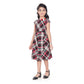 Classic Girl's Lycra Checks Striped Short Sleeve Round Neck Dress