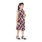 Classic Girl's Lycra Checks Striped Short Sleeve Round Neck Dress