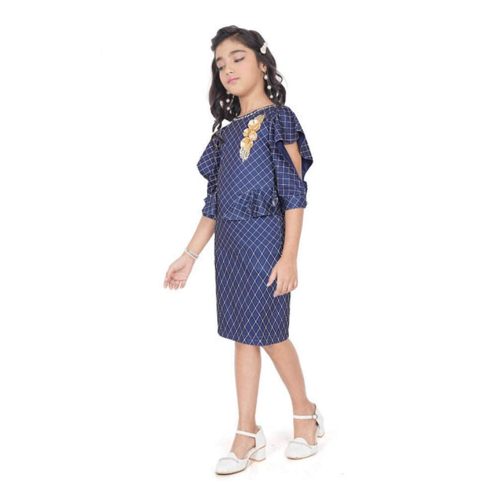 Unique Girl's Knitted Striped Short Sleeve Round Neck Dress