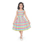Unique Girl's Cotton Striped Sleeve Less Squre Neck Dress