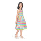 Unique Girl's Cotton Striped Sleeve Less Squre Neck Dress