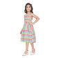 Unique Girl's Cotton Striped Sleeve Less Squre Neck Dress
