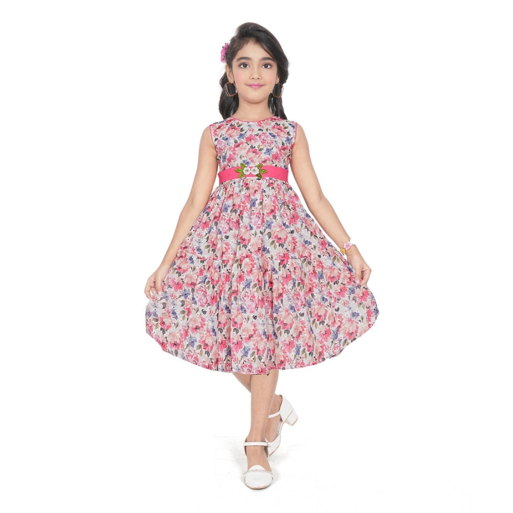 Unique Girl's Digital Chicken Printed Sleeve Less Round Neck Dress