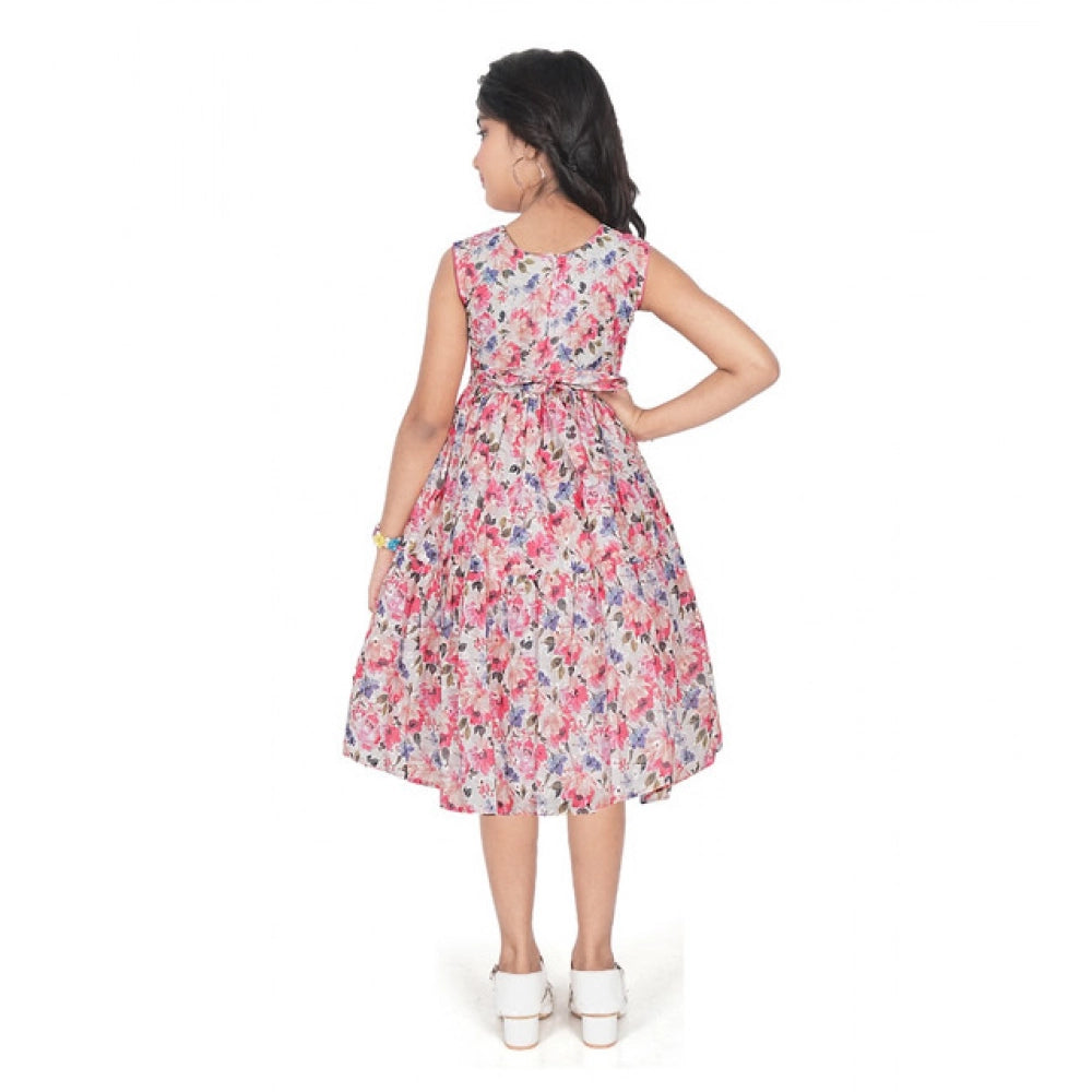 Unique Girl's Digital Chicken Printed Sleeve Less Round Neck Dress