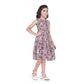 Unique Girl's Digital Slub Printed Sleeve Less Round Neck Dress