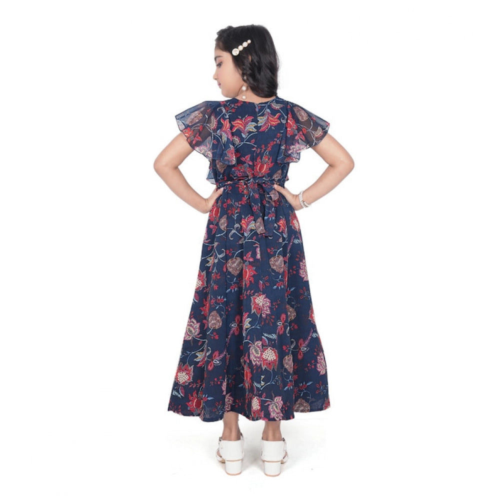 Twinkling Girl's Shiffon Printed Short Sleeve Round Neck Dress