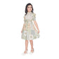Unique Girl's Digital Knitted Printed Half Sleeve Close Neck Dress