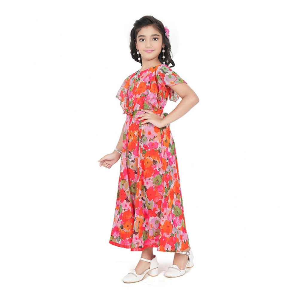 Twinkling Girl's Shiffon Printed Short Sleeve Round Neck Dress
