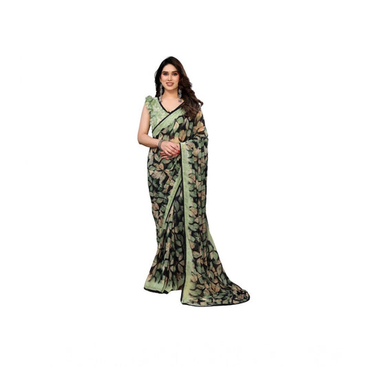 Elite Women's Chiffon Printed Saree With Blouse Piece