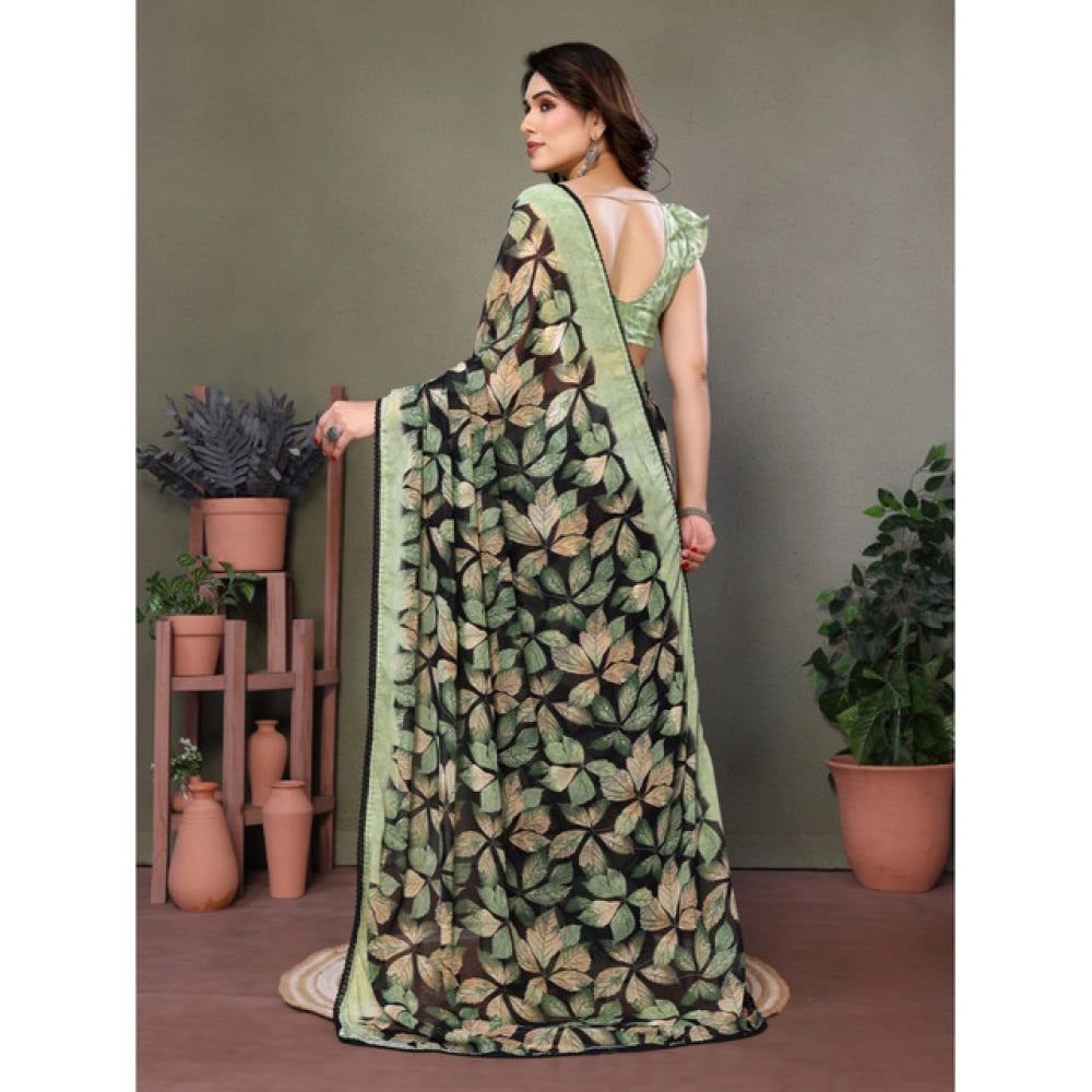 Elite Women's Chiffon Printed Saree With Blouse Piece
