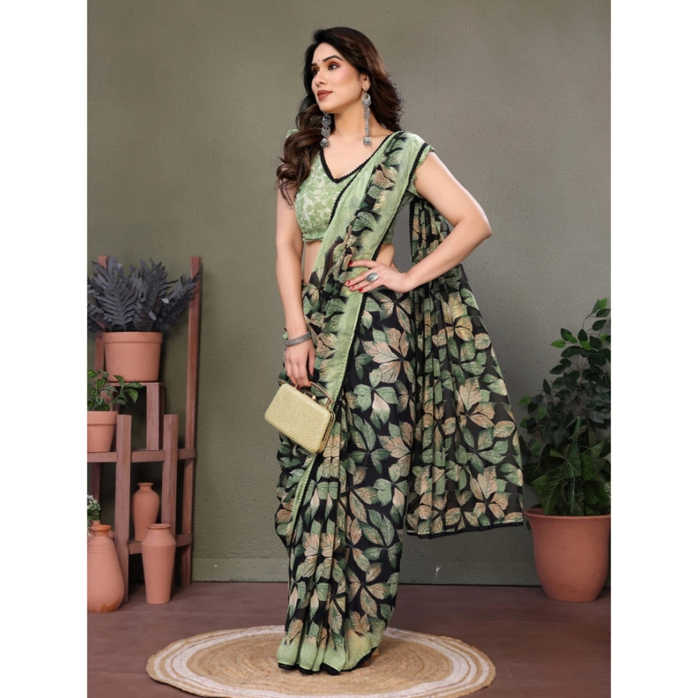 Elite Women's Chiffon Printed Saree With Blouse Piece