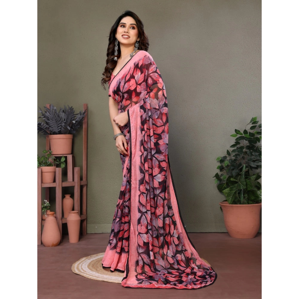 Elite Women's Chiffon Printed Saree With Blouse Piece