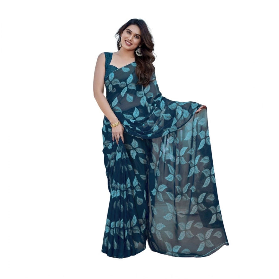 Elite Women's Chiffon Printed Saree With Blouse Piece