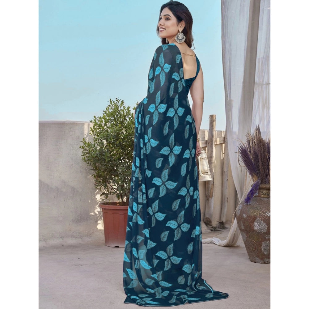 Elite Women's Chiffon Printed Saree With Blouse Piece