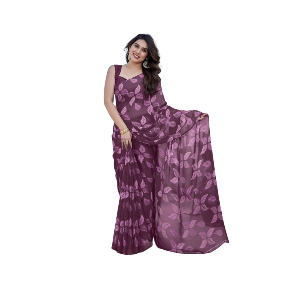 Elite Women's Chiffon Printed Saree With Blouse Piece