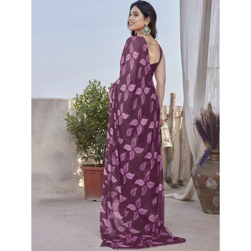 Elite Women's Chiffon Printed Saree With Blouse Piece
