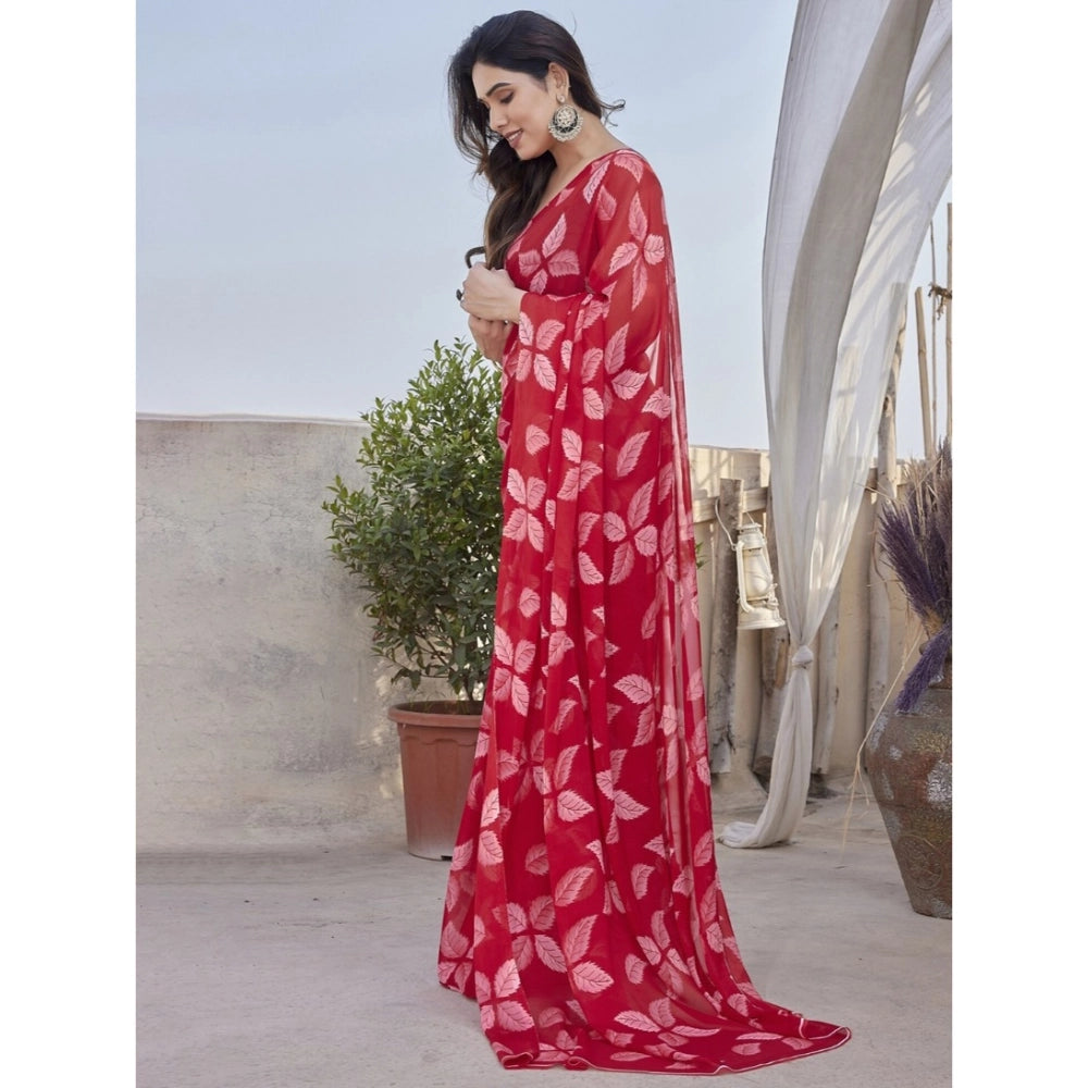 Elite Women's Chiffon Printed Saree With Blouse Piece
