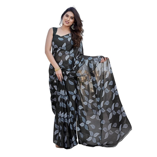 Elite Women's Chiffon Printed Saree With Blouse Piece