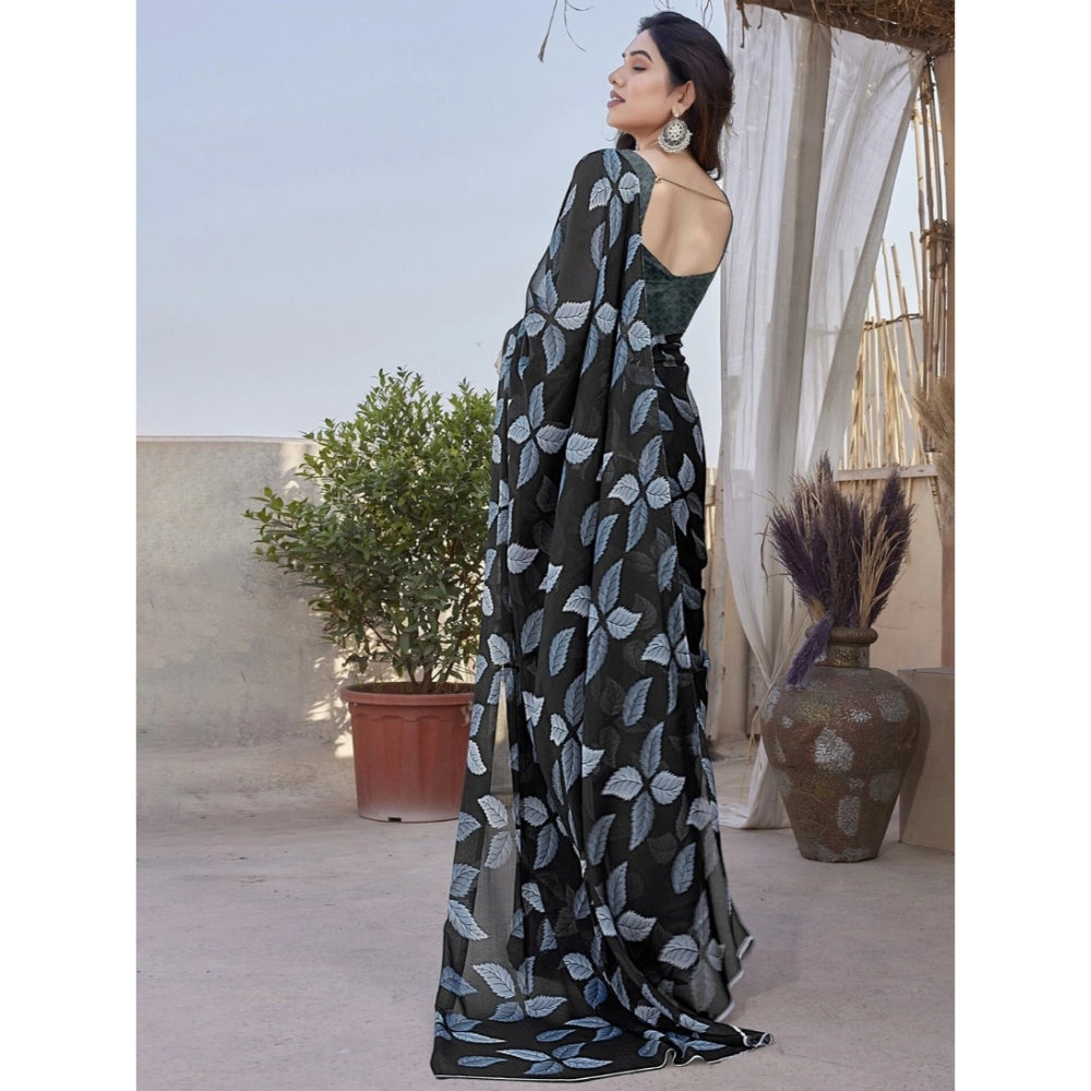Elite Women's Chiffon Printed Saree With Blouse Piece