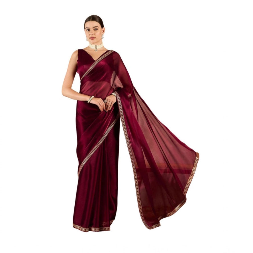 Royal Women's Jimmy Choo solid Saree With Blouse Piece