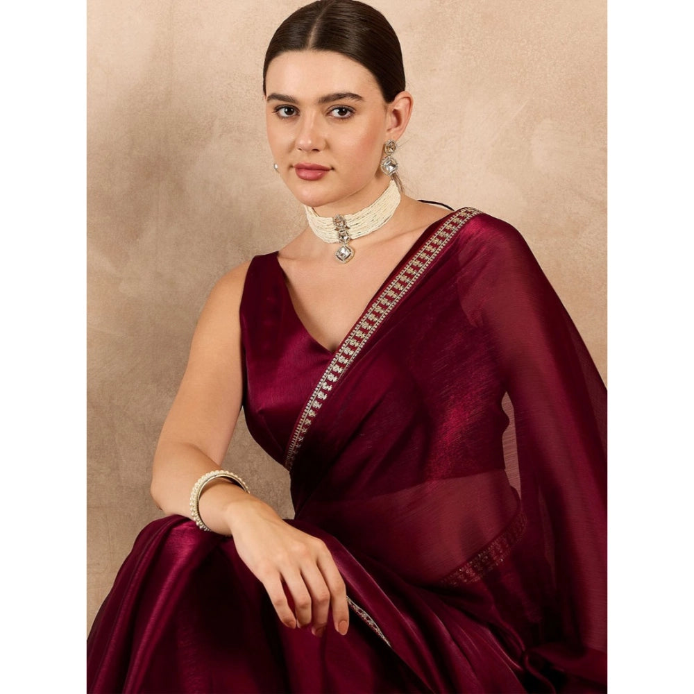 Royal Women's Jimmy Choo solid Saree With Blouse Piece