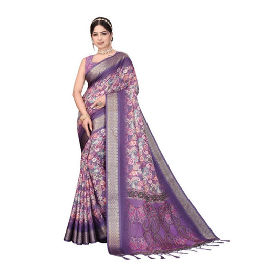 Delicate Women's Cotton Silk Printed Saree With Blouse Piece