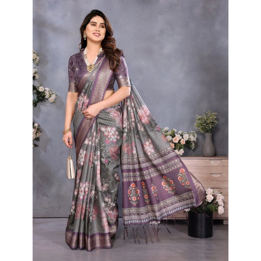 Delicate Women's Cotton Silk Printed Saree With Blouse Piece