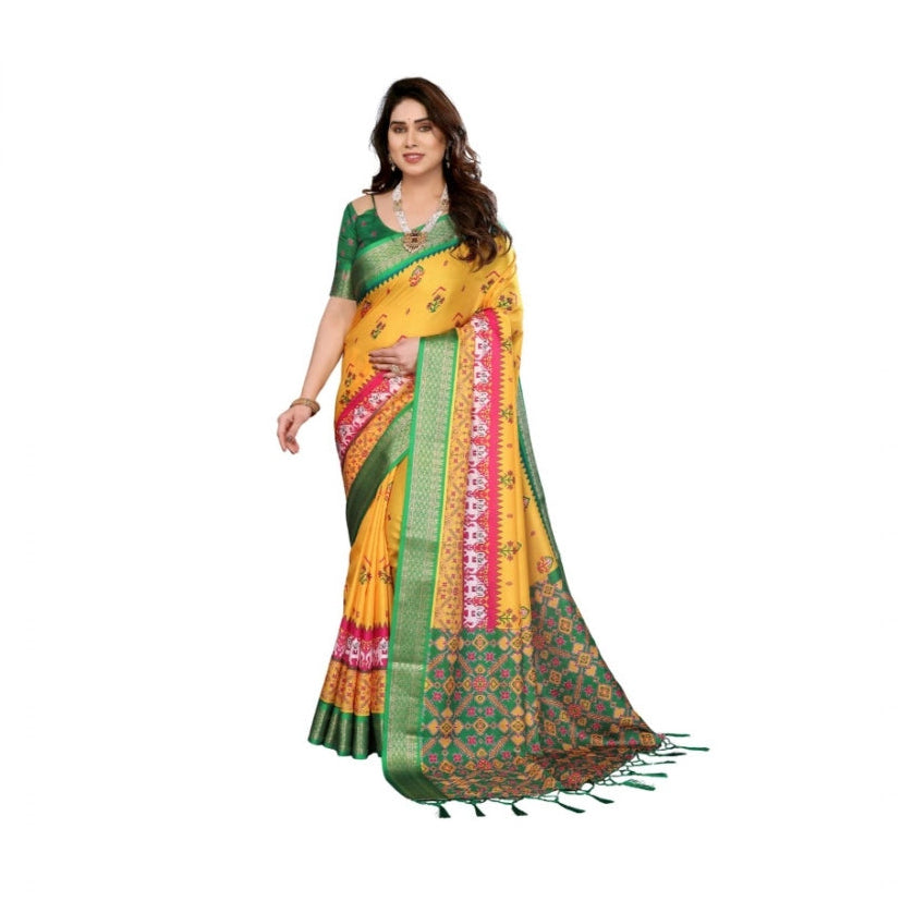 Delicate Women's Cotton Silk Printed Saree With Blouse Piece