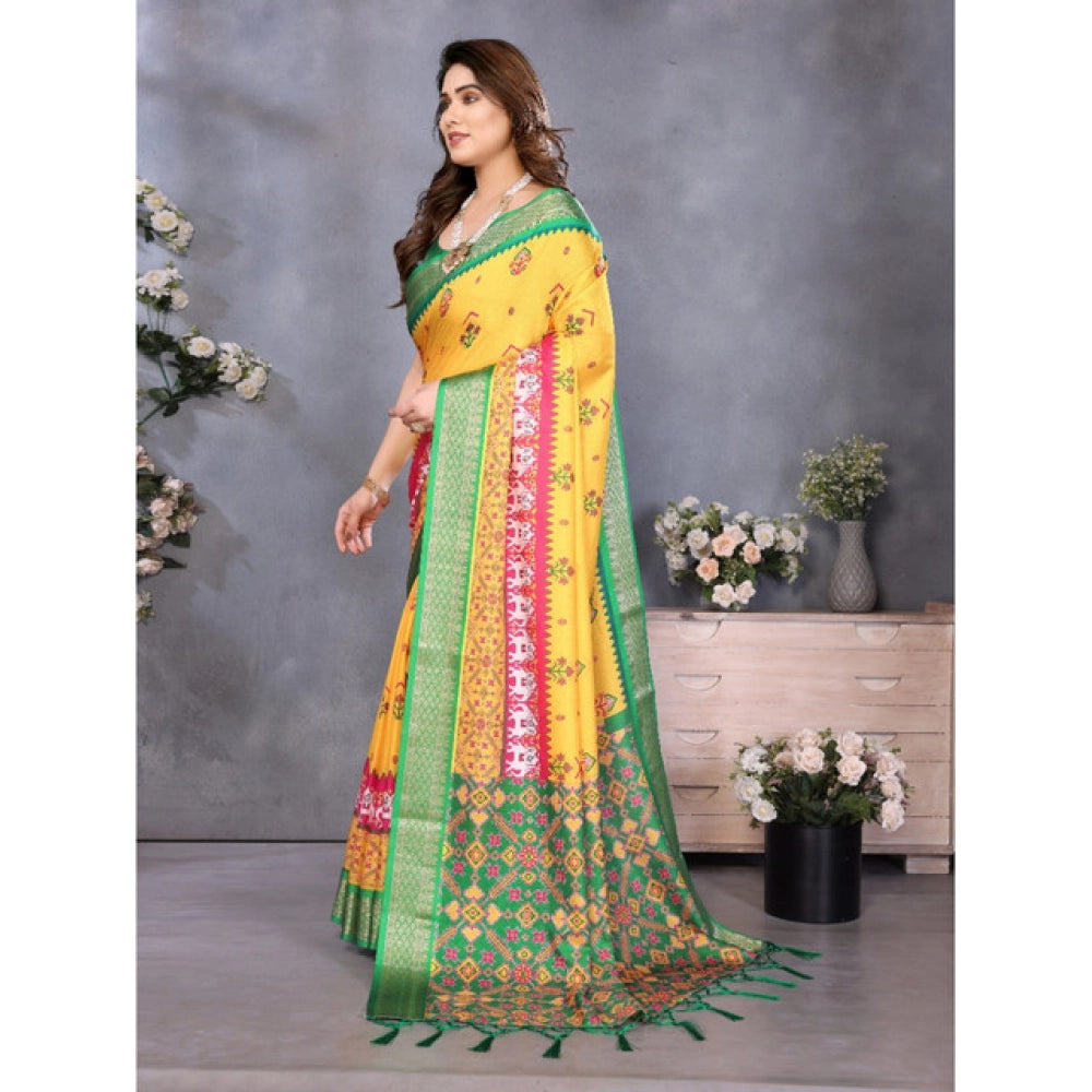 Delicate Women's Cotton Silk Printed Saree With Blouse Piece
