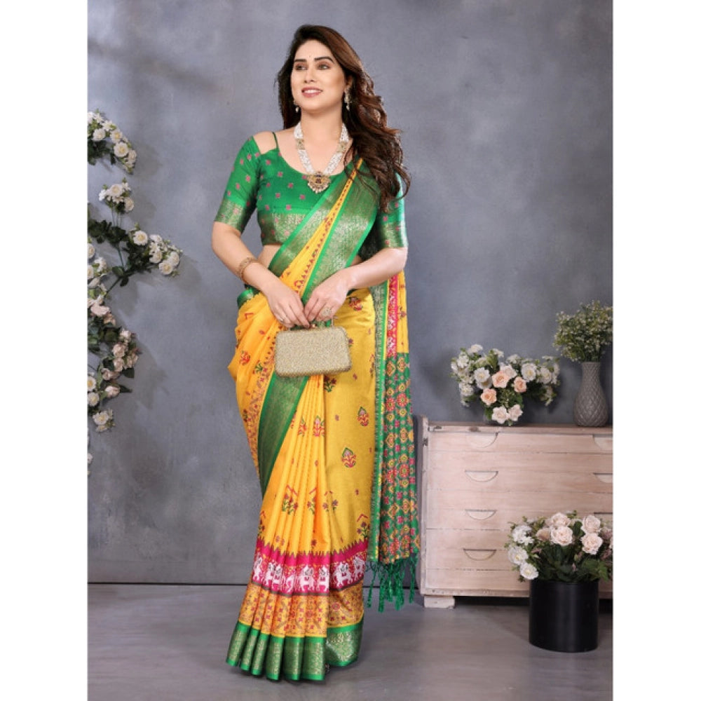 Delicate Women's Cotton Silk Printed Saree With Blouse Piece