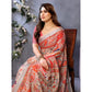 Traditional Women's Linen Cotton Printed Saree With Blouse Piece