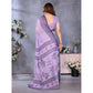 Traditional Women's Linen Cotton Printed Saree With Blouse Piece