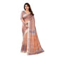 Traditional Women's Linen Cotton Printed Saree With Blouse Piece