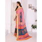 Traditional Women's Linen Cotton Printed Saree With Blouse Piece