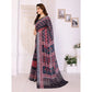 Traditional Women's Linen Cotton Printed Saree With Blouse Piece